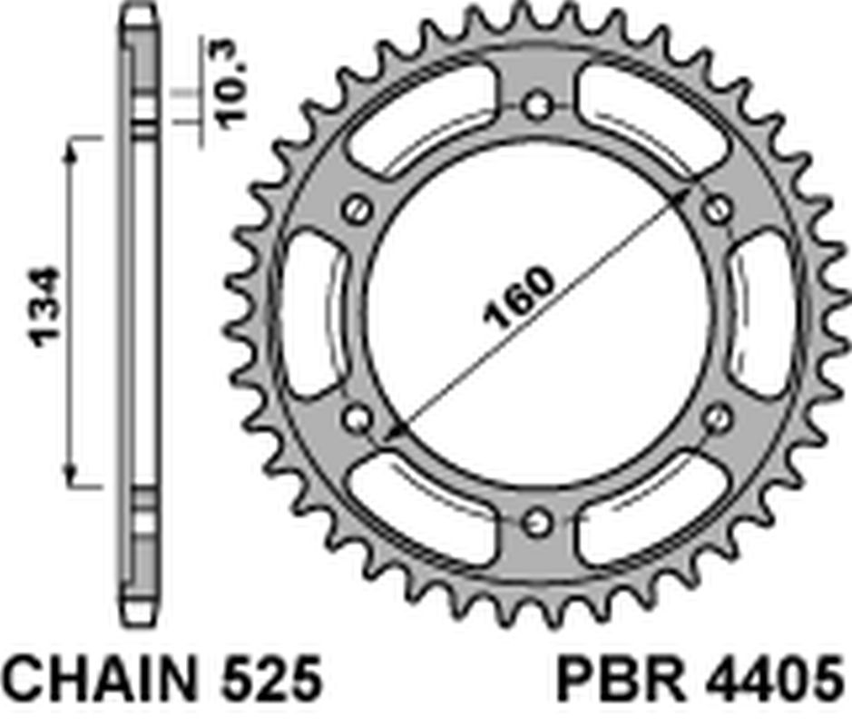 PBR rozeta 4405 43 C45 HONDA CBR 600RR 03-15, CBR 600F 01-19, CBR 1000RR 17-20 (JTR1307.43) (řetěz 525) = JTR1317.43 (MADE IN ITALY)